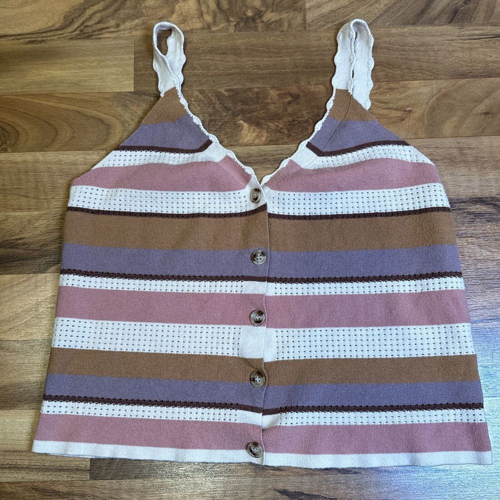 Hem And Thread Crop Sweater Tank Top Pastel Jewel Tones‎ Size Large